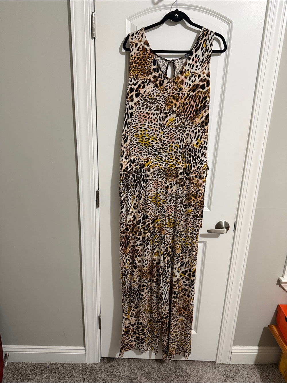 Lisa Rinna Collection Sleeveless Animal-Print Maxi Jumpsuit in Brown and Yellow